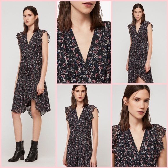 ALLSAINTS- CARIS FLORAL DRAPED DRESS (NWT) - Picture 6 of 16
